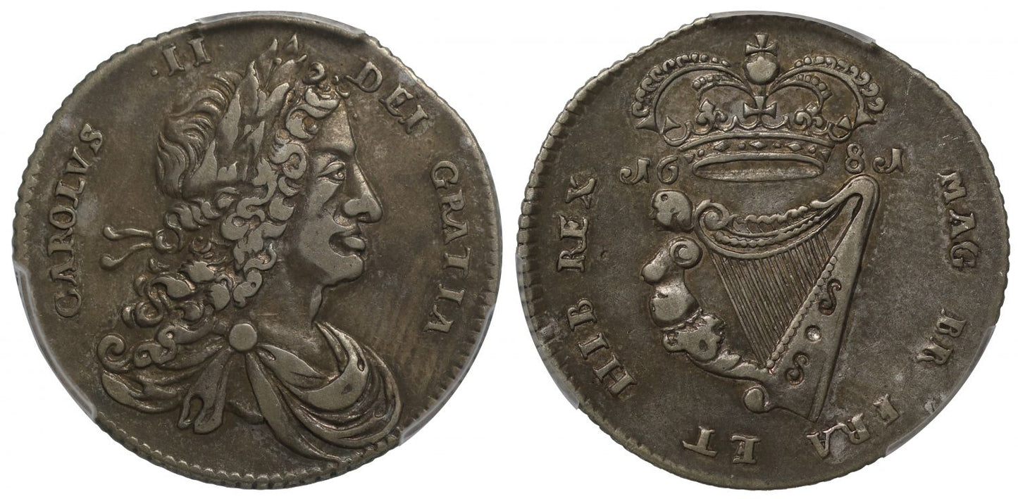 Ireland, Charles II 1681 silver pattern Halfpenny PR53