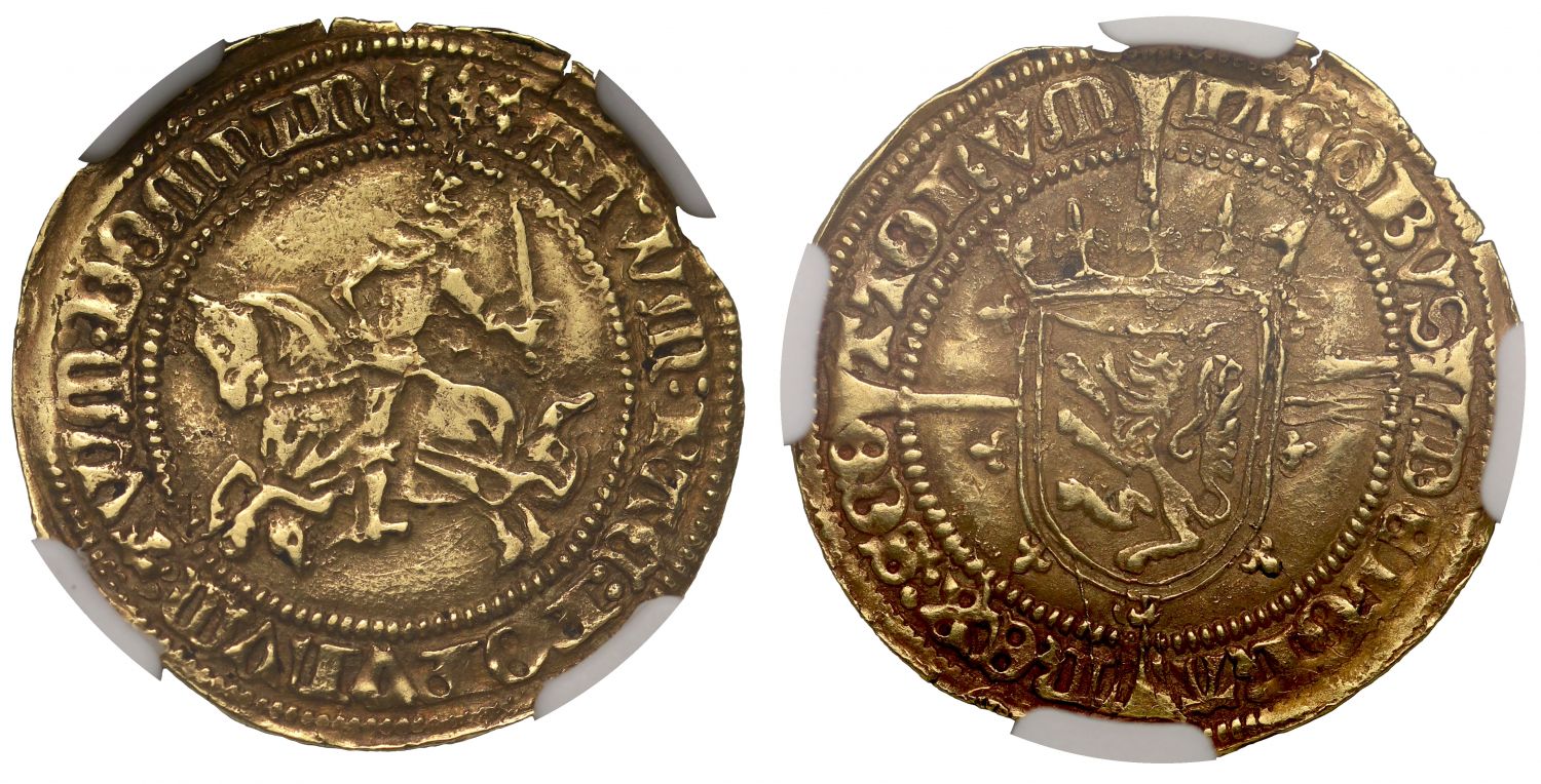 Scotland, James III gold Half-Rider, extremely rare denomination, XF45