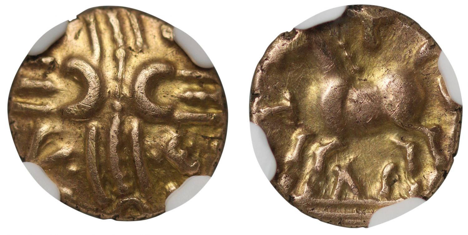 Celtic, Catuvellauni, Tasciovanus, gold Quarter-Stater AU, 4/5, 4/5.