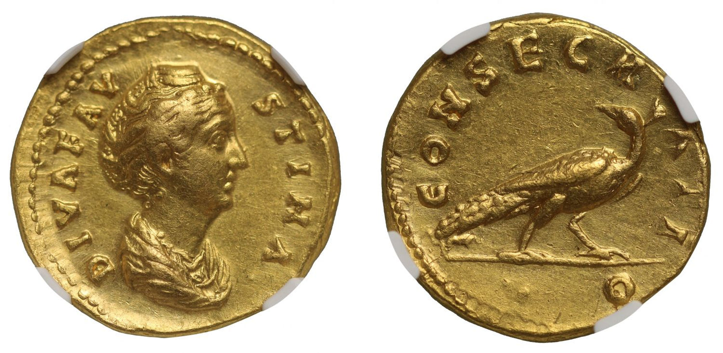 Diva Faustina Snr, gold Aureus, Ch XF 4/5 3/5.