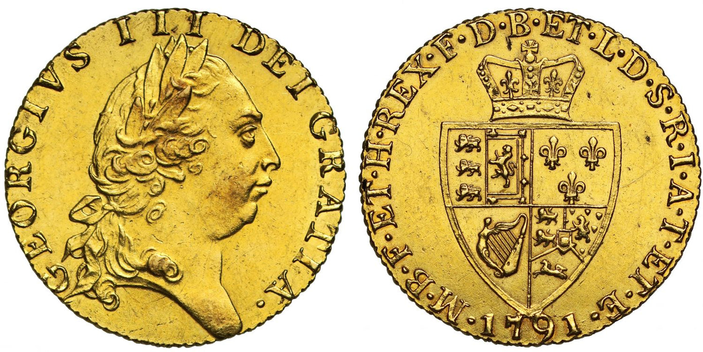 George III 1791 Guinea, fifth head, spade type reverse