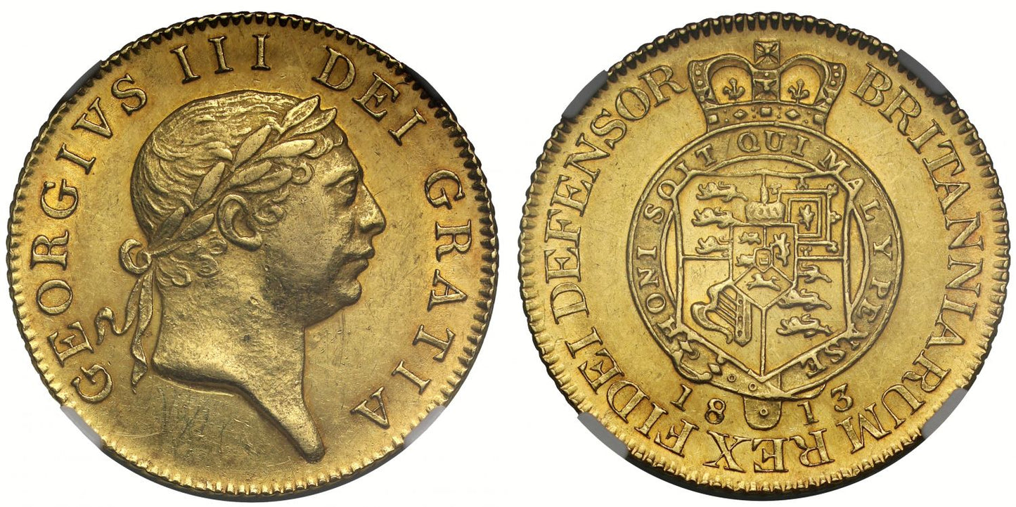 George III 1813 "Military" Guinea, final date of denomination, MS61