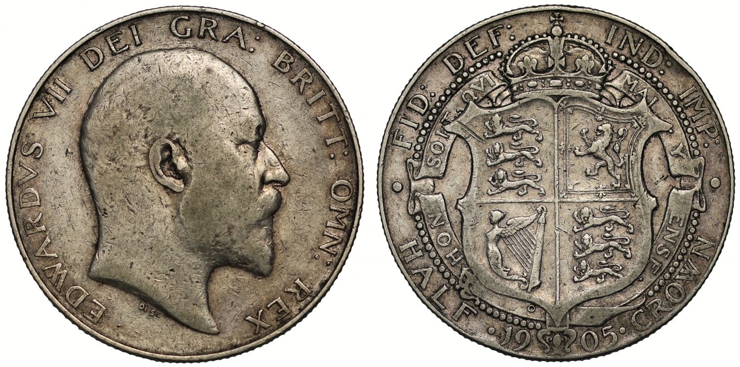 Edward VII 1905 Halfcrown, rarest date in the reign