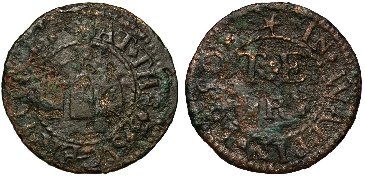 17th Century Token London, Wapping, T Dry, Farthing, 1650, 3 sugar loaves