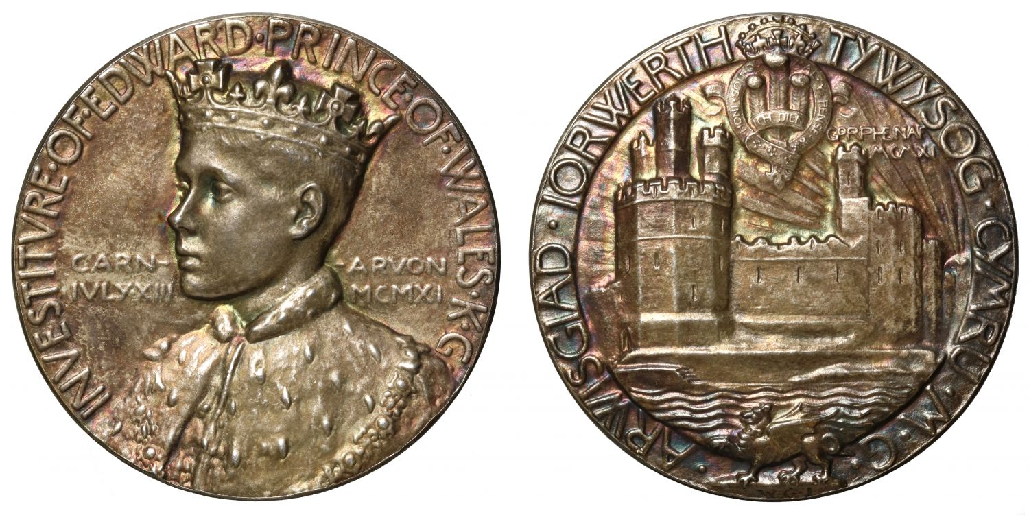 Investiture of the Prince of Wales, 1911, silver Medal by Goscombe John
