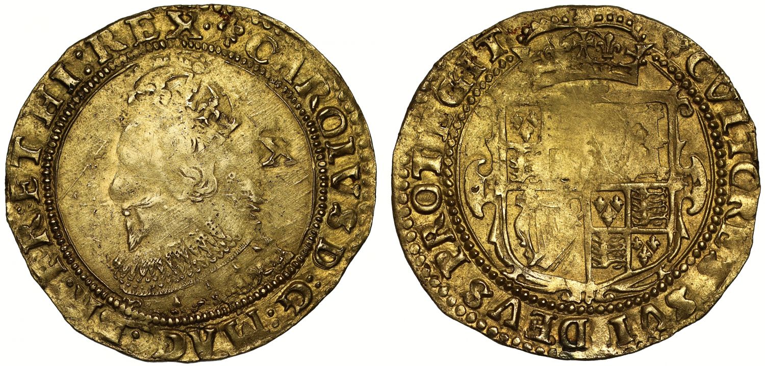 Charles I 1625 gold Double-Crown or Half-Unite, group A, mm Lis