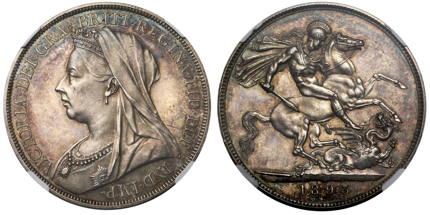 Victoria 1893 proof Crown, older bust, PF63 CAMEO