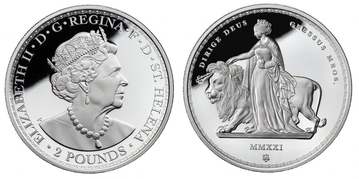 * QEII 2021 EIC Una and the Lion Silver Proof 2oz