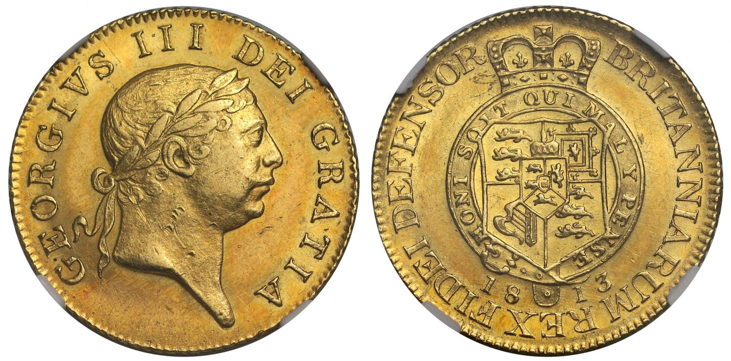 George III 1813 'Military' Guinea, final date of denomination, MS62, ex Mildenhall collection