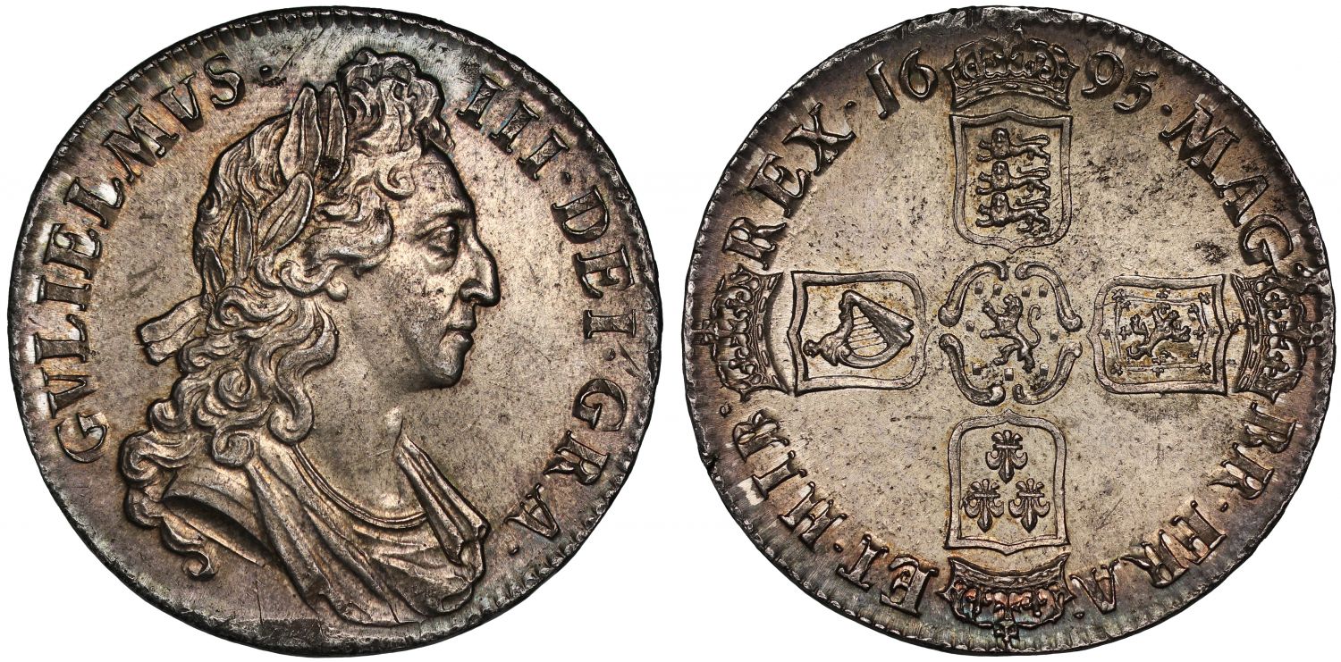 William III 1695 Crown, first bust, SEPTIMO edge