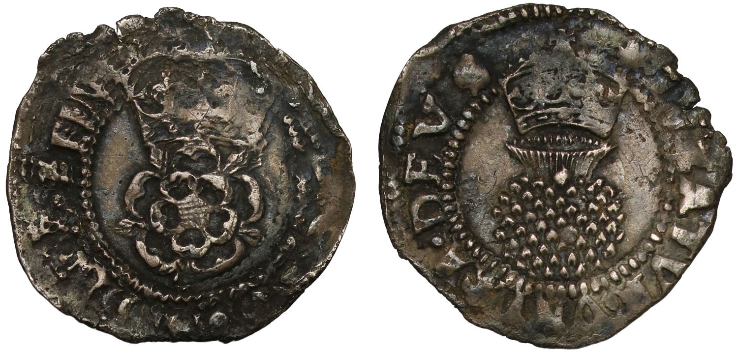 James I Halfgroat, second coinage, mm grapes