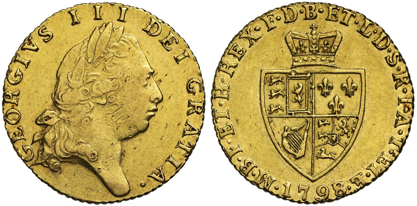 George III 1798 Half-Guinea, 8 over 7 Overdate, rare