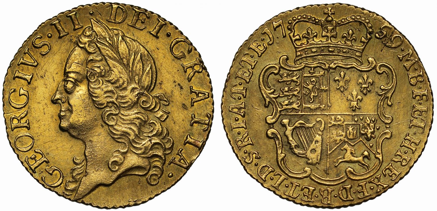George II 1759 Half-Guinea, old head penultimate year