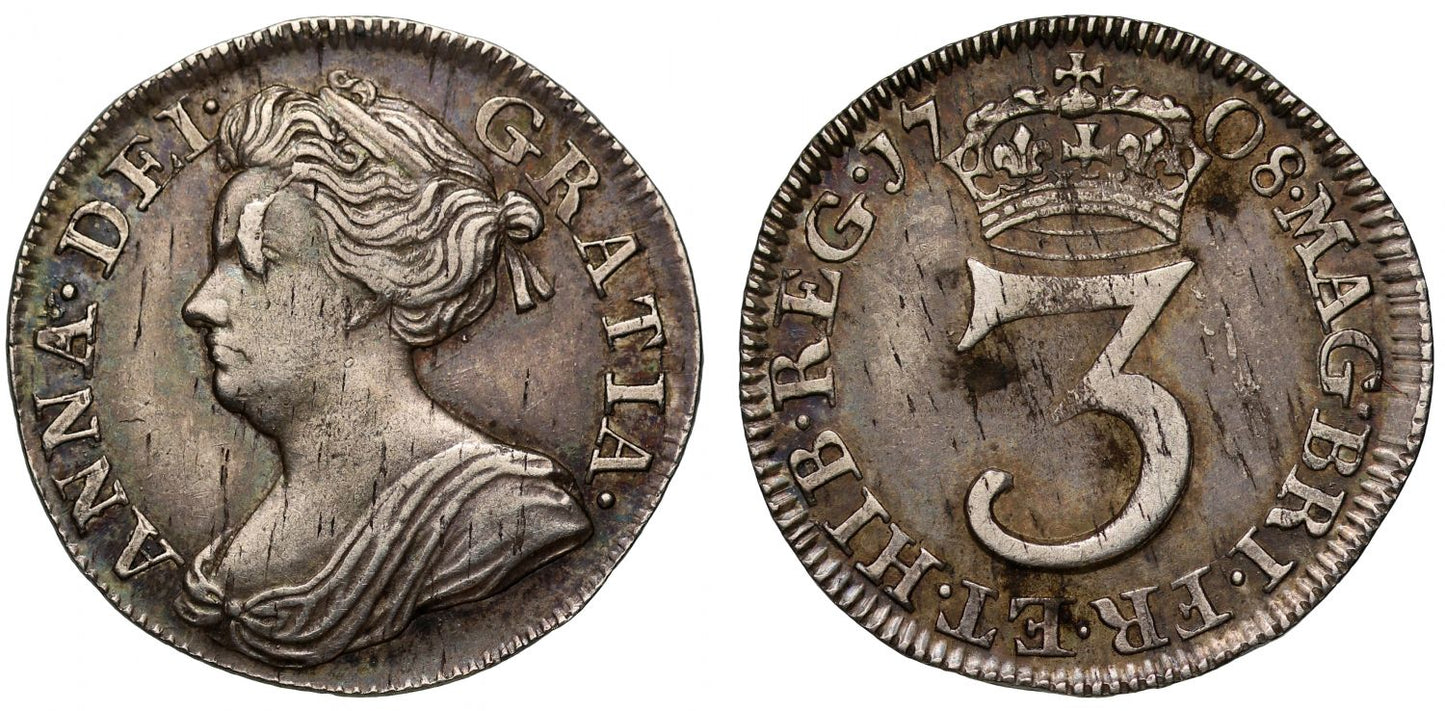 Anne 1708 Threepence, Post-Union issue
