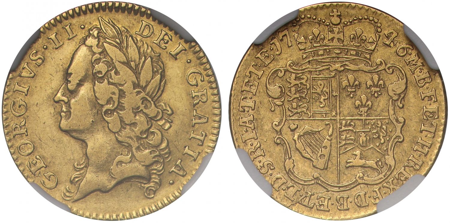George II 1746 Half-Guinea, intermediate head XF DETAILS