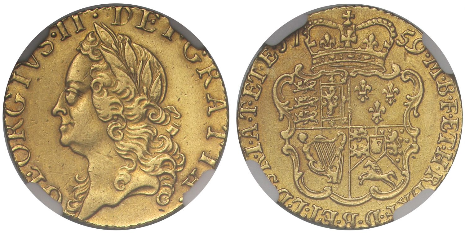 George II 1759 Half-Guinea, old head, penultimate year AU DETAILS