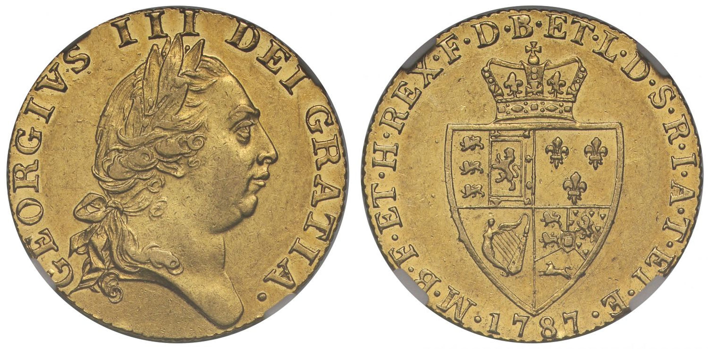 George III 1787 Guinea, fifth head, AU55