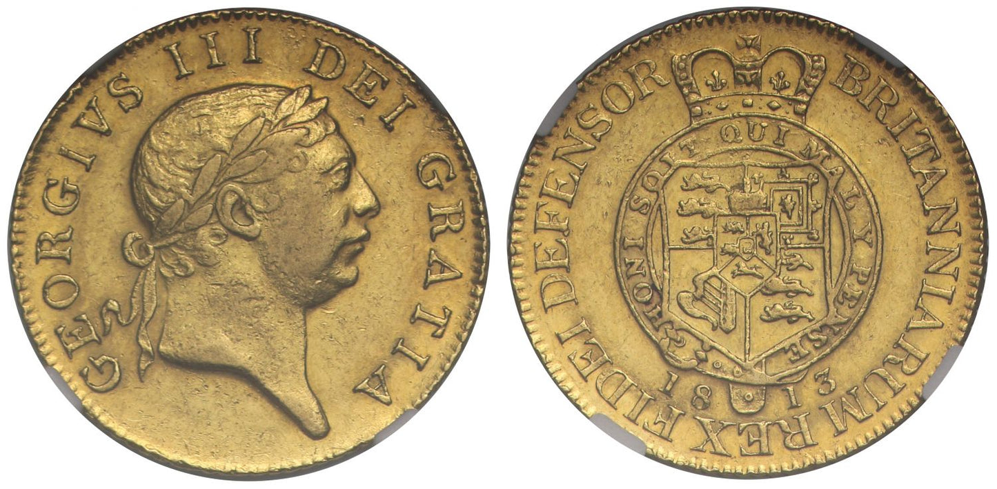 George III 1813 'Military' Guinea AU55, final date for denomination, ex Baumhauer