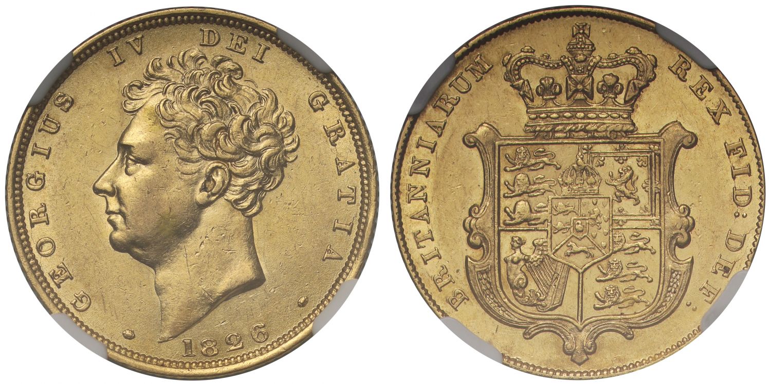George IV 1826 Sovereign bare head AU55