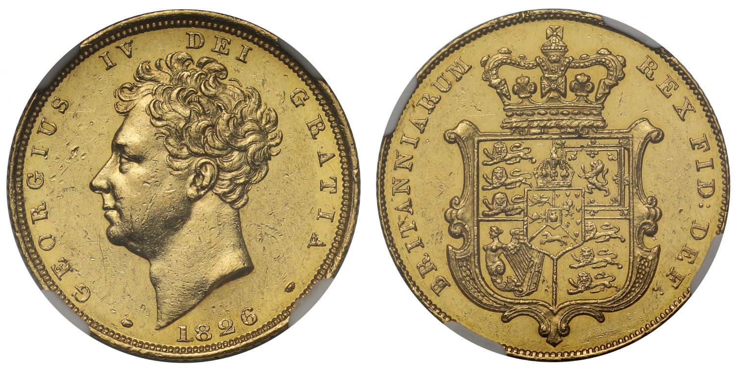 George IV 1826 Sovereign bare head MS60