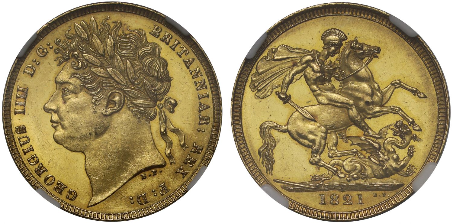 George IV 1821 Sovereign, laureate head, MS63