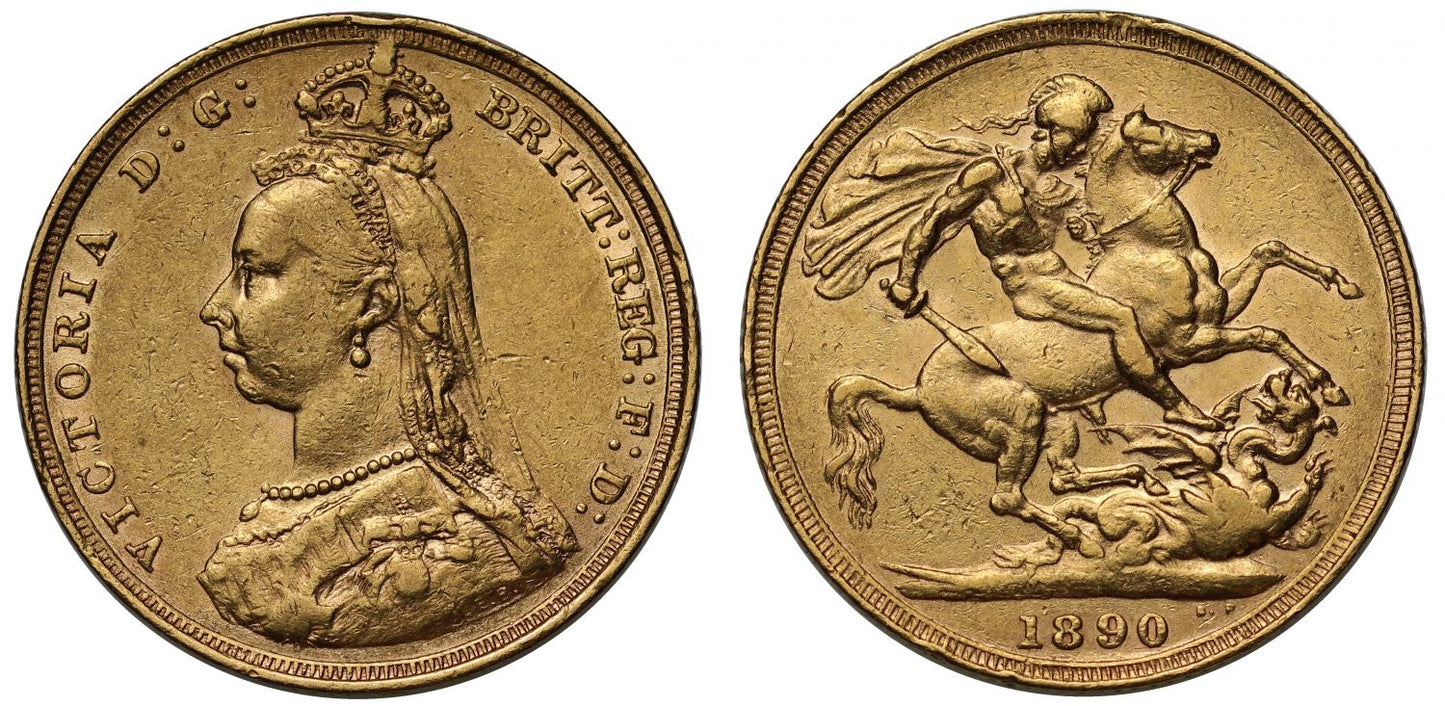 Victoria 1890-S Sovereign Sydney Mint, first legend R4 rarity