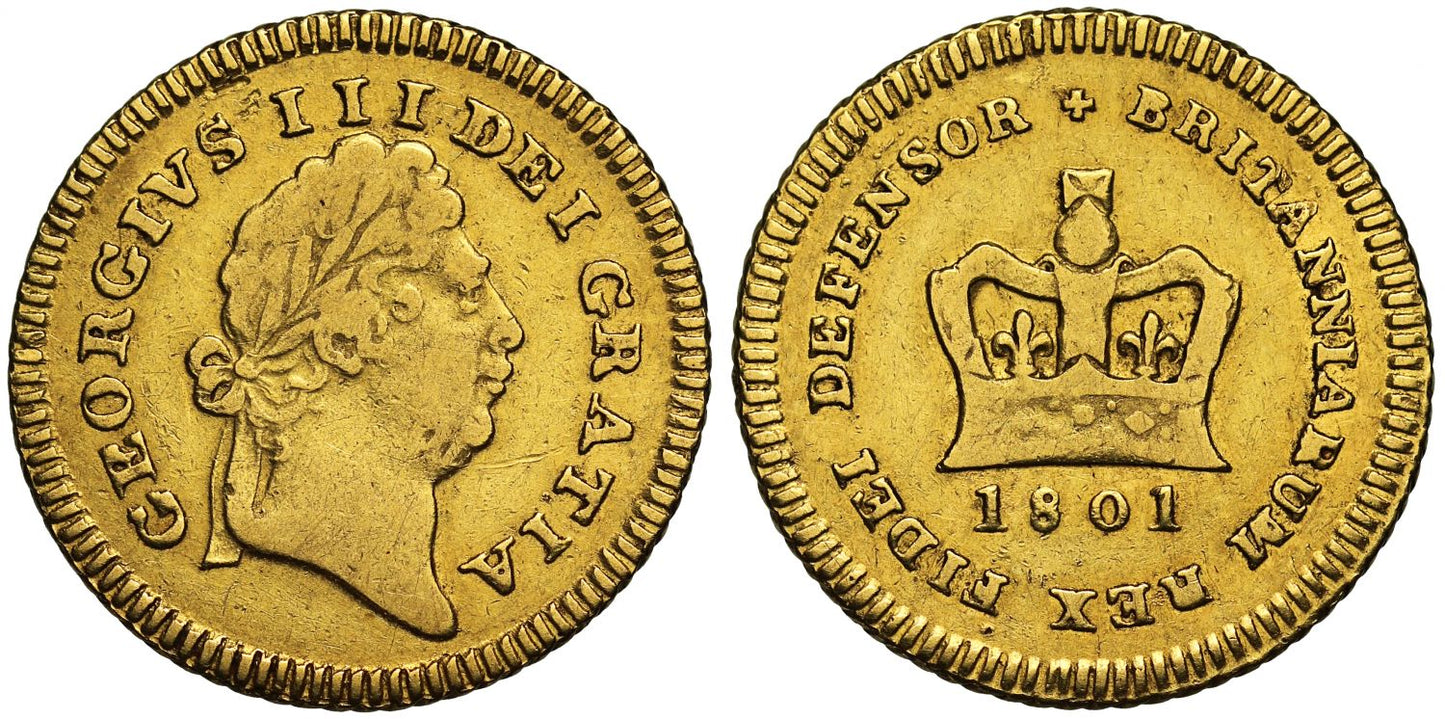 George III 1801 Third-Guinea, second type, very rare date
