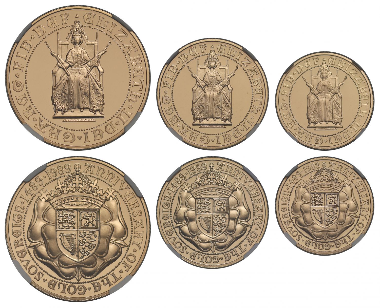 Elizabeth II 1989 3-coin gold proof Set PF70 UCAM