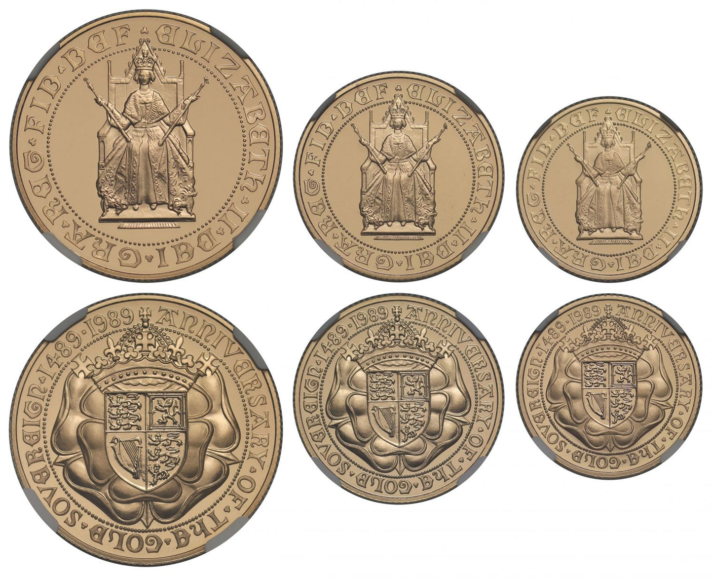 Elizabeth II 1989 3-coin gold proof Set PF70 UCAM