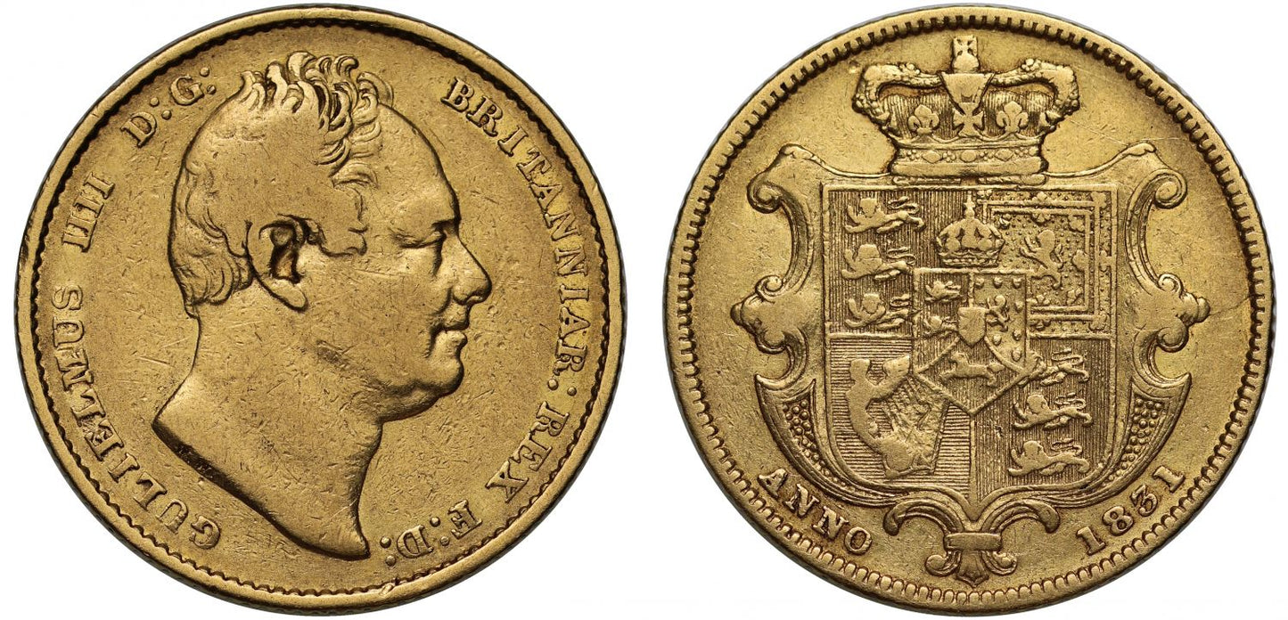 William IV 1831 Sovereign, second bare head, nose to second I, flatter ear R5
