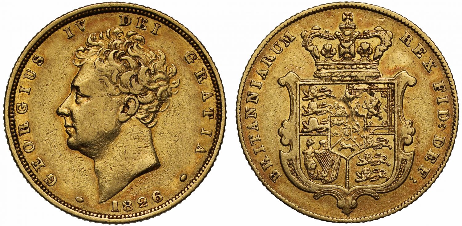 George IV 1826 Sovereign, second bare head