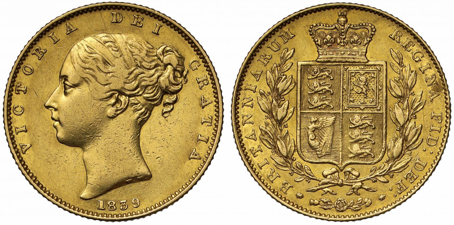 Victoria 1839 Sovereign, second year, low mintage