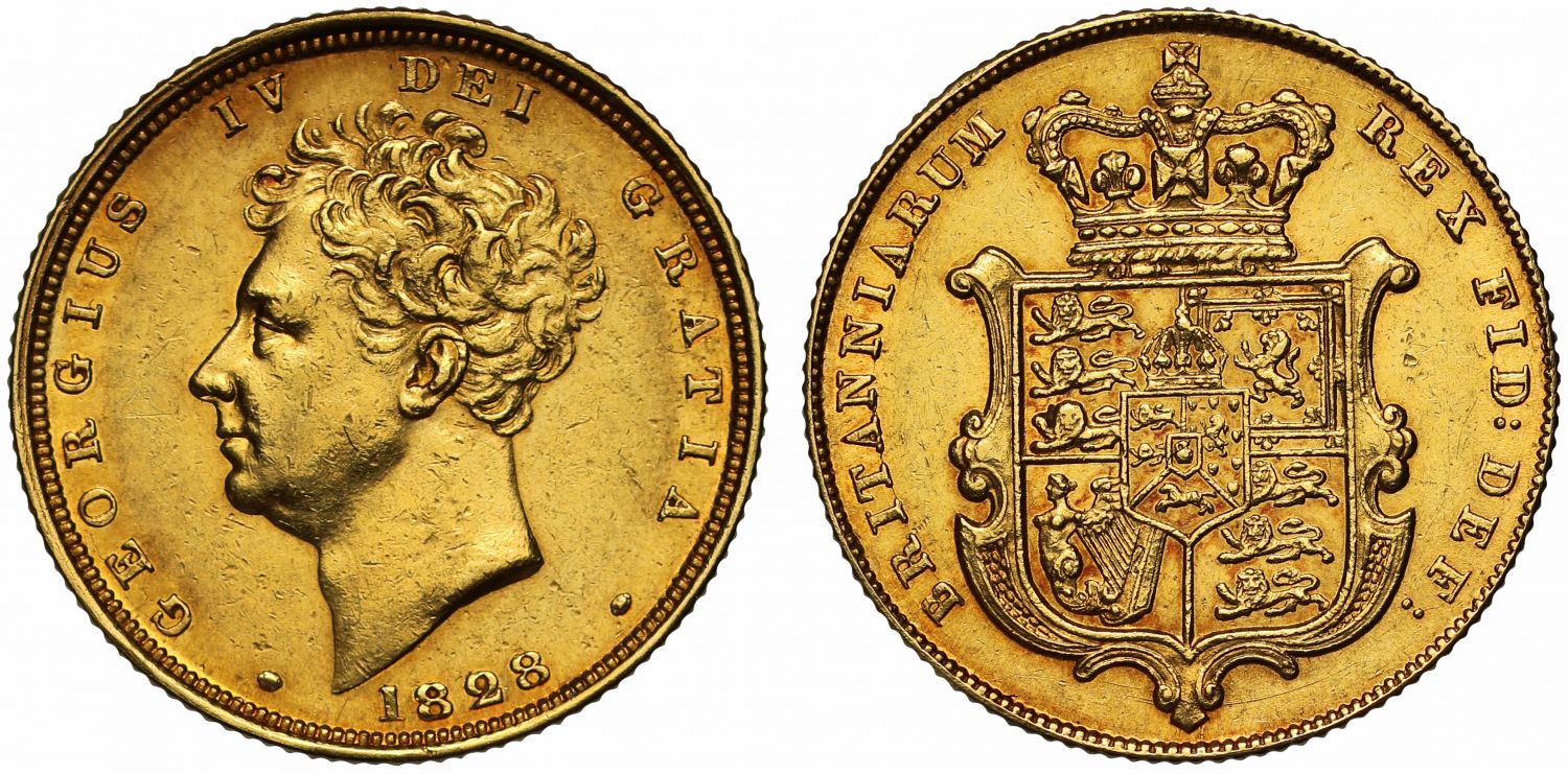 George IV 1828 Sovereign, key date for reign and second rarest of London series