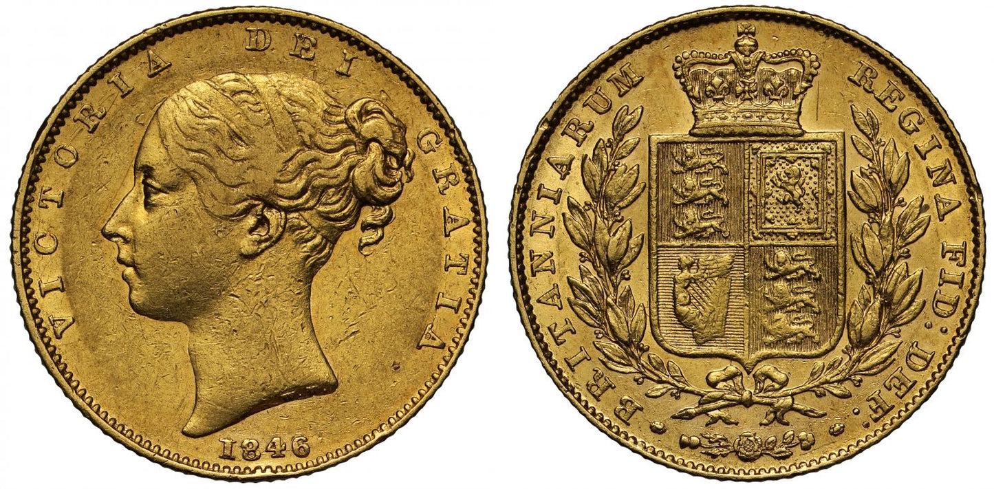 Victoria 1846 Sovereign Roman style I in date instead of 1