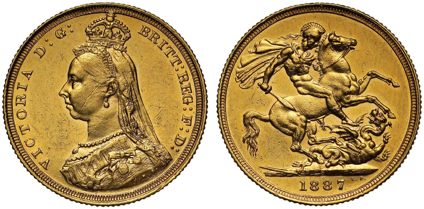Victoria 1887-S Sovereign, Sydney Mint, hooked J DISH S1