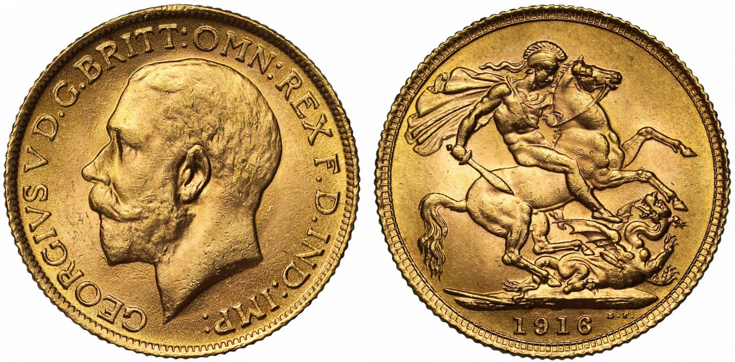 George V 1916 Sovereign, London Mint, MS63