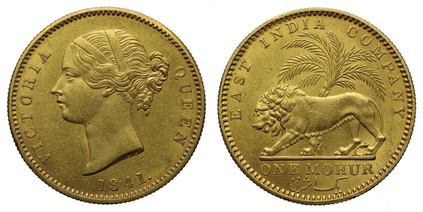 India, Victoria, gold Mohur, 1841 C, MS 61.