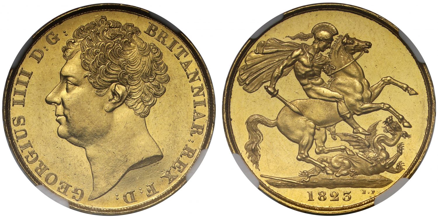 George IV 1823 Two-Pounds, one year only issue, MS63