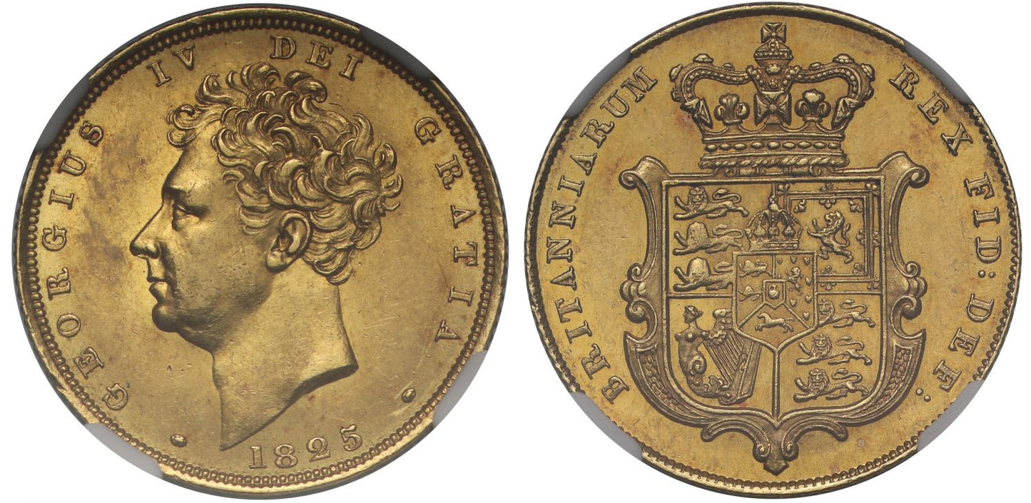 George IV 1825 Sovereign MS61, first year for second bare head