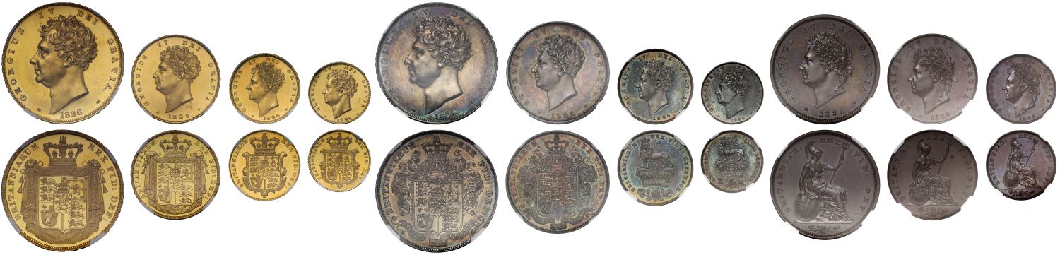 George IV 1826 11-coin proof Set PF61-PF65 with case
