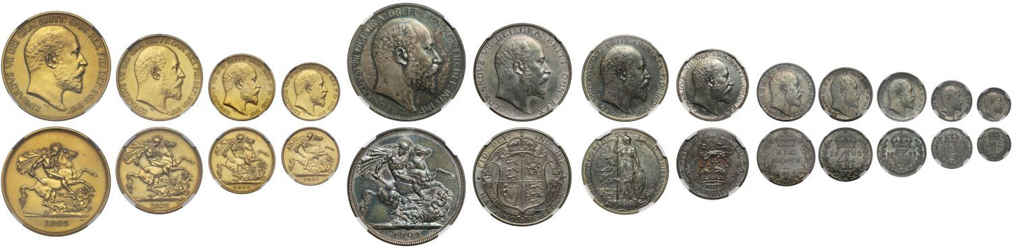 Edward VII 1902 13-coin matt proof Set PF58-63