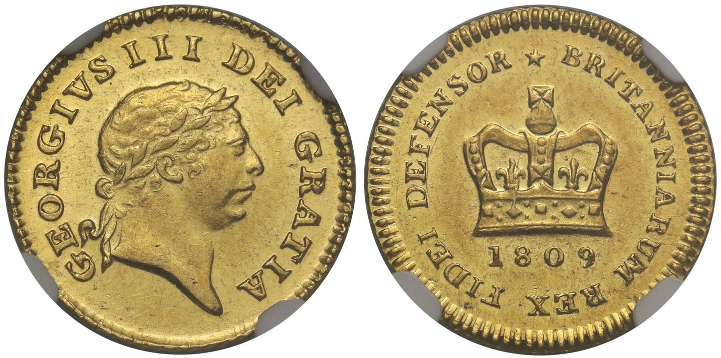 George III 1809 Third-Guinea, third type, second head, MS61, ex Baumhauer