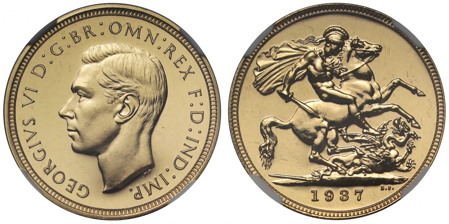 George VI 1937 proof Sovereign PF66 Coronation issue