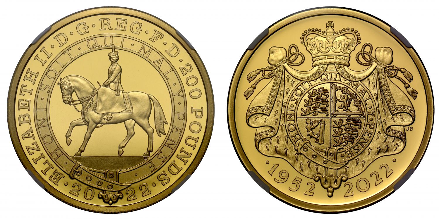 QEII 2022 gold PF70 UCAM 2oz Platinum Jubilee