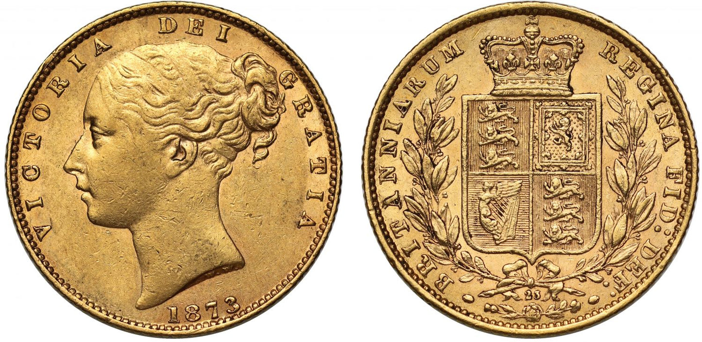 Victoria 1873 Sovereign die 23 on reverse