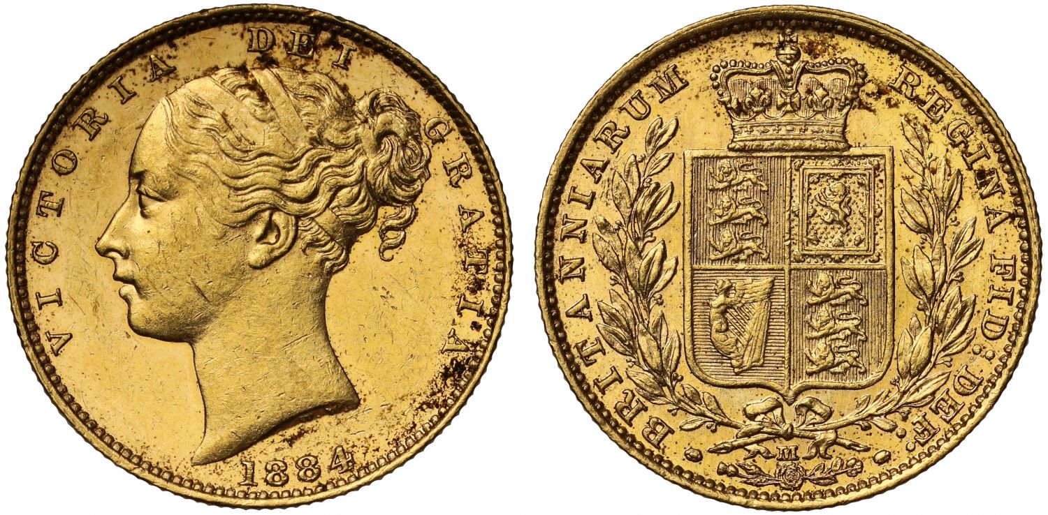 Victoria 1884-M Sovereign Melbourne Mint, shield reverse