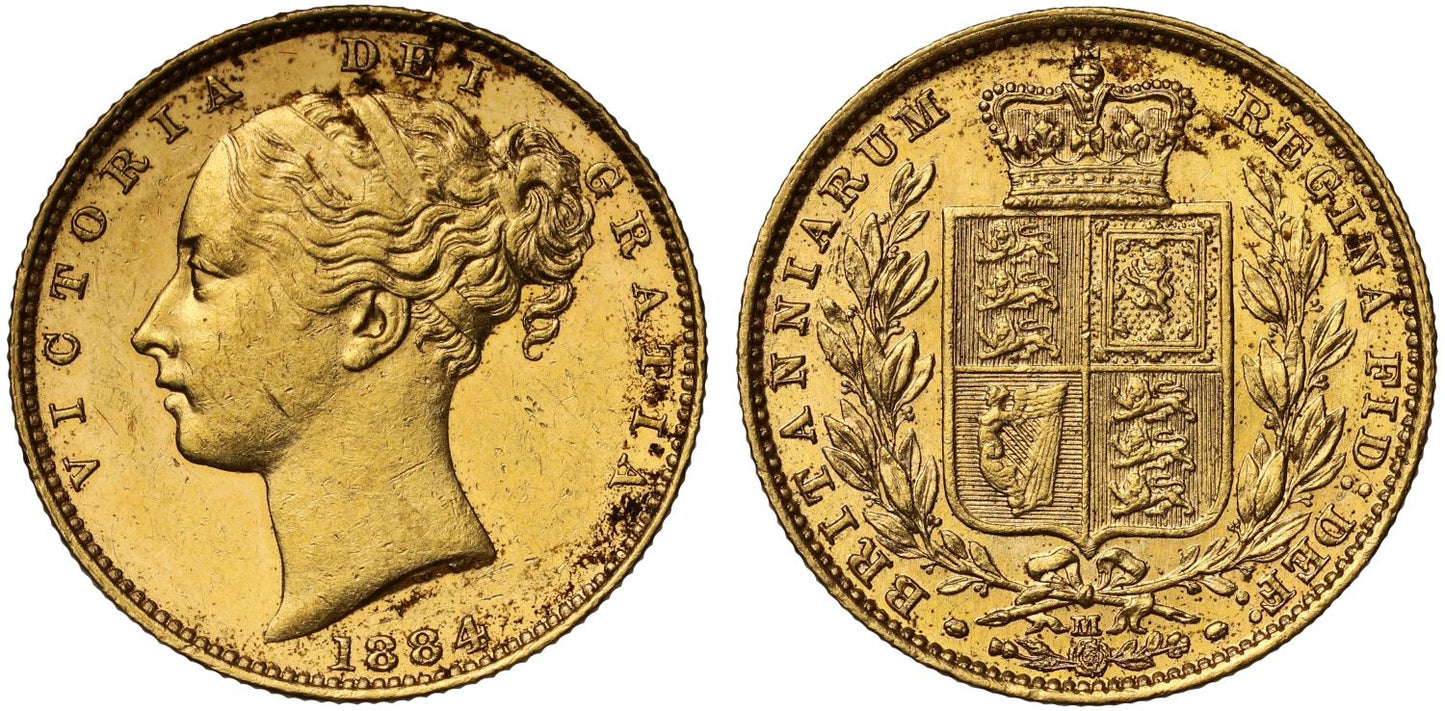Victoria 1884-M Sovereign Melbourne Mint, shield reverse