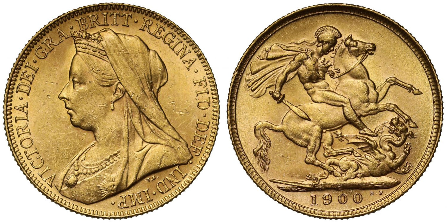 Victoria 1900-P Sovereign Perth Mint, older veiled head