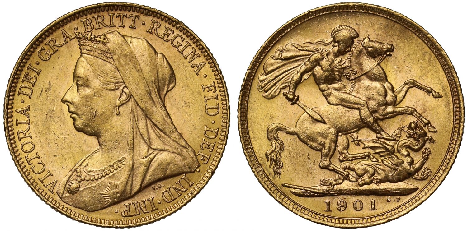Victoria 1901-M Sovereign, Melbourne, final year for reign