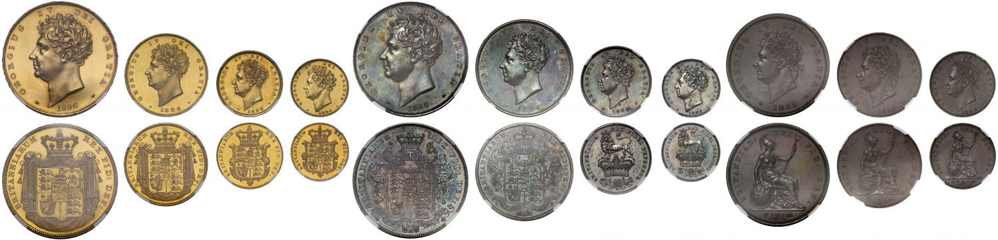 George IV 1826 11-coin gold proof Set PF62-PF64